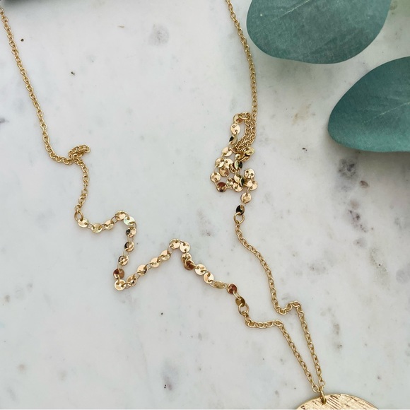 Massini Disc Tassel Necklace Earring Set - Picture 4 of 5